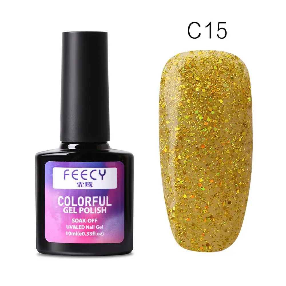 Feecy C15 Gel Nail Polish Soak Off UV LED Gel Varnish Wipe Top Coat Color Nail Gel Polish DIY Nail Art Lacquer Manicure Nail Art Tool - Цвет: Feecy C15