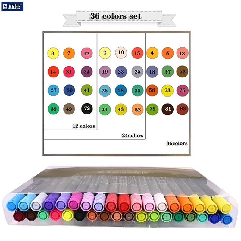 36 Colors STA 80 цветов двойная головка растворимый цветной эскиз маркер кисть Набор для рисования дизайн краски искусство маркер поставки дропшиппинг - Цвет: 36 Colors