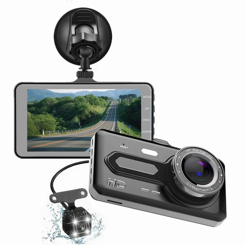 single Lens Видеорегистраторы для автомобилей 4 дюйма 1920*1080P сенсорный экран вождения Регистраторы один/Двойная док станция с двумя объективами Автомобильный Камера Авто Регистраторы multi-язык переключения - Название цвета: single Lens
