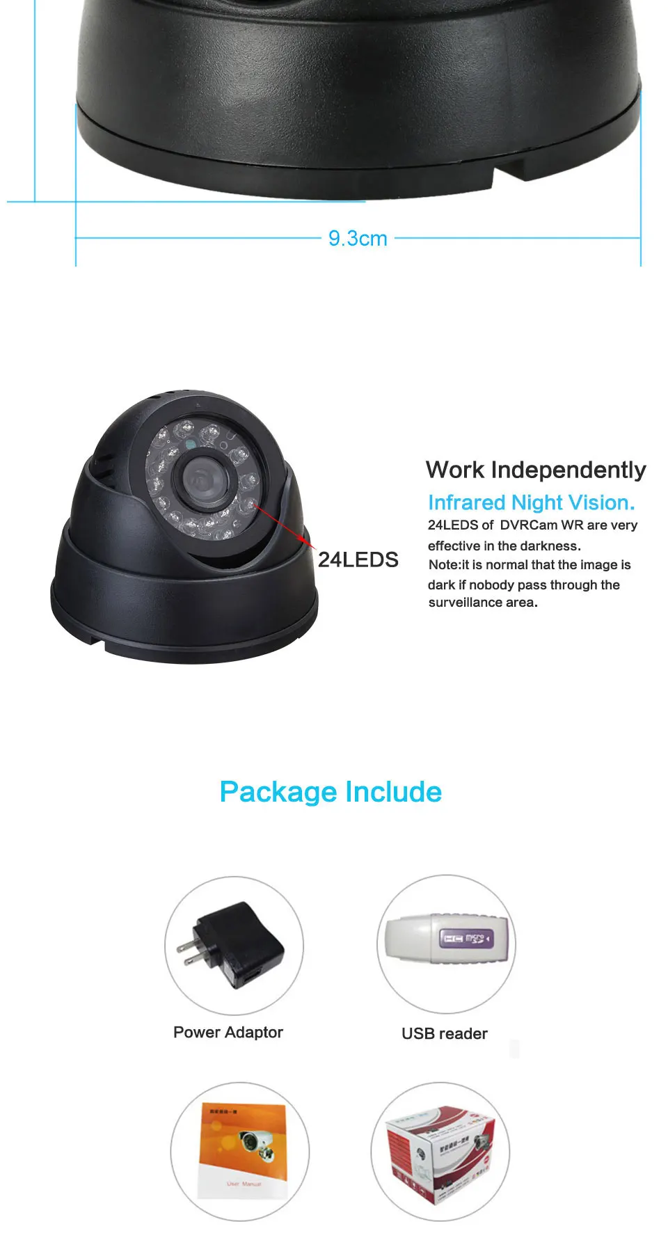 CCTV DVR рекордер ночного видения купольная камера с ИК CCTV DVR петля/звучащий рекордер камера безопасности USB поддержка 32 Гб TF карта