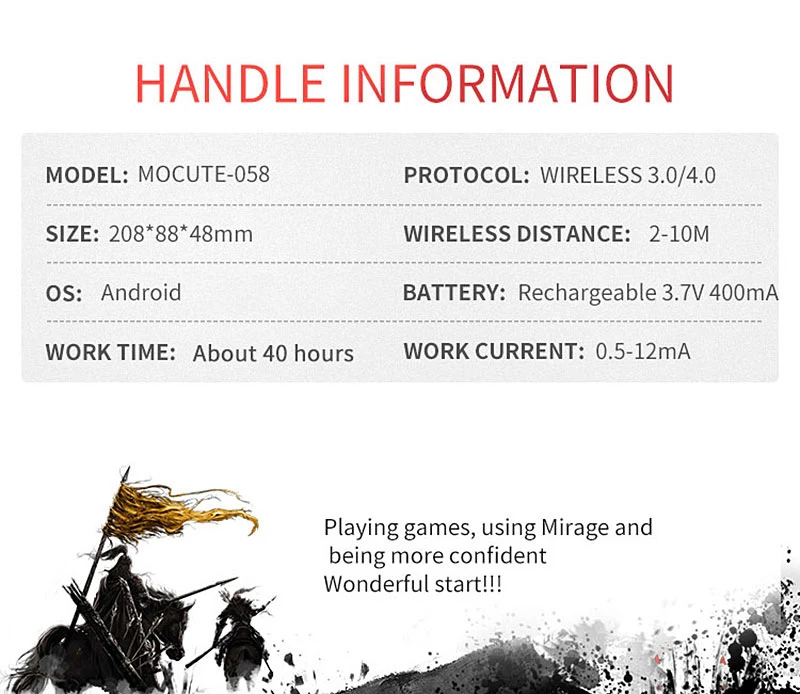 MOCUTE-058 Bluetooth Джойстик Геймпад V4.0 беспроводной игровой контроллер для Android/Windows планшетный ПК