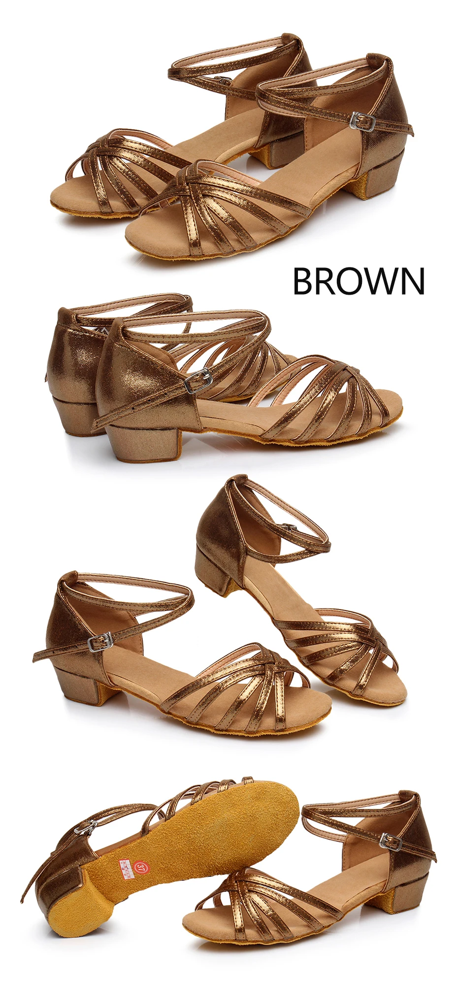 Alharb Туфли для латинских танцев для детей девочек Танго бальных танцевальные, на высоком каблуке мягкие туфли для танцев 3 см танцевальная обувь