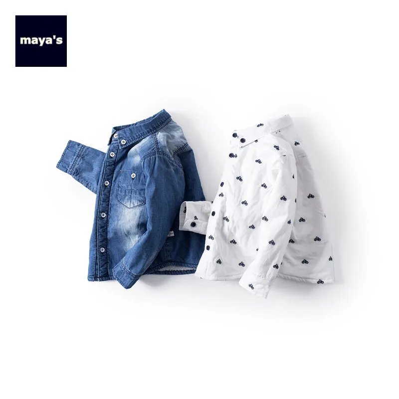 Mayas/модные теплые зимние рубашки с принтом для мальчиков новая осенняя