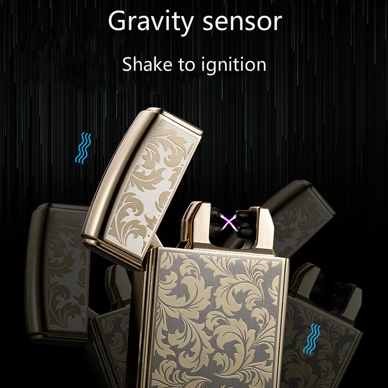 Роскошный подарочный дисплей мощность двойная дуга Зажигалка металлическая USB