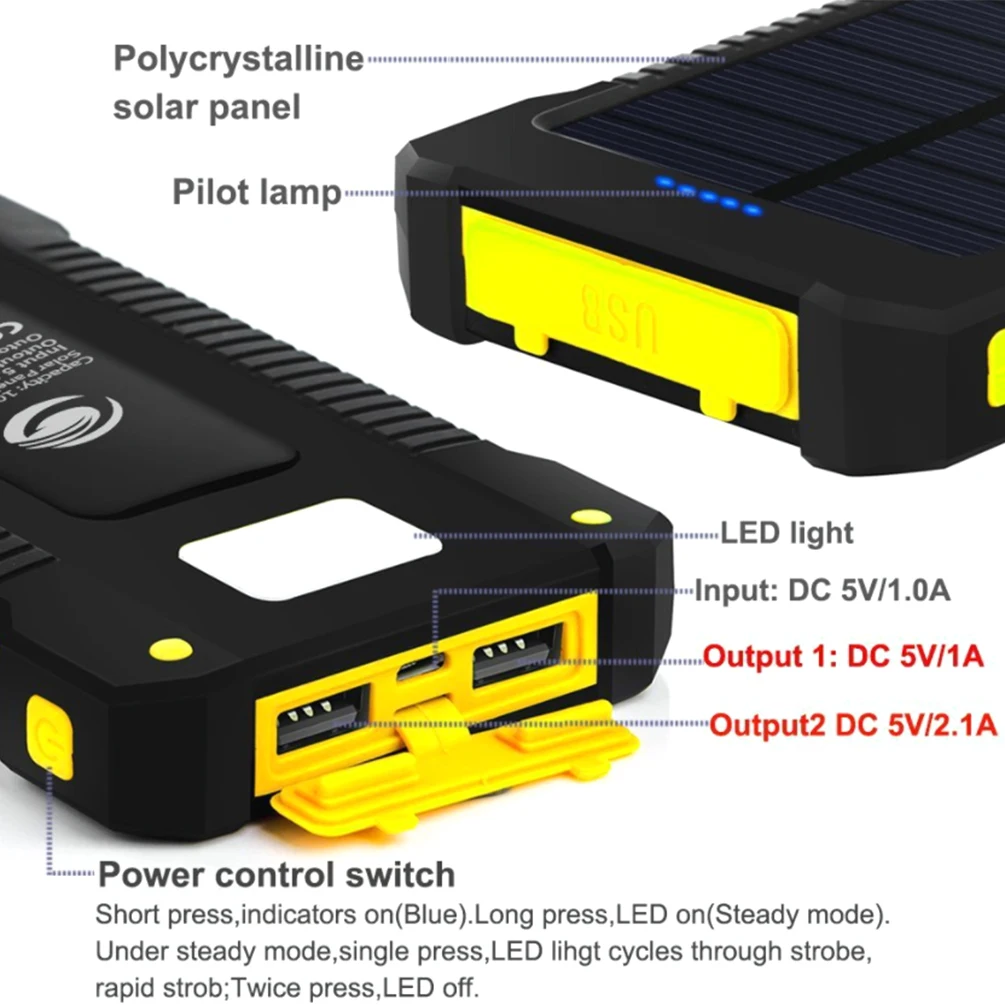 LEDGLE портативное зарядное устройство водонепроницаемый источник питания внешний