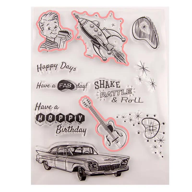 Мальчик автомобиль гитара прозрачный чистый силикон штамп и резки штампы DIY