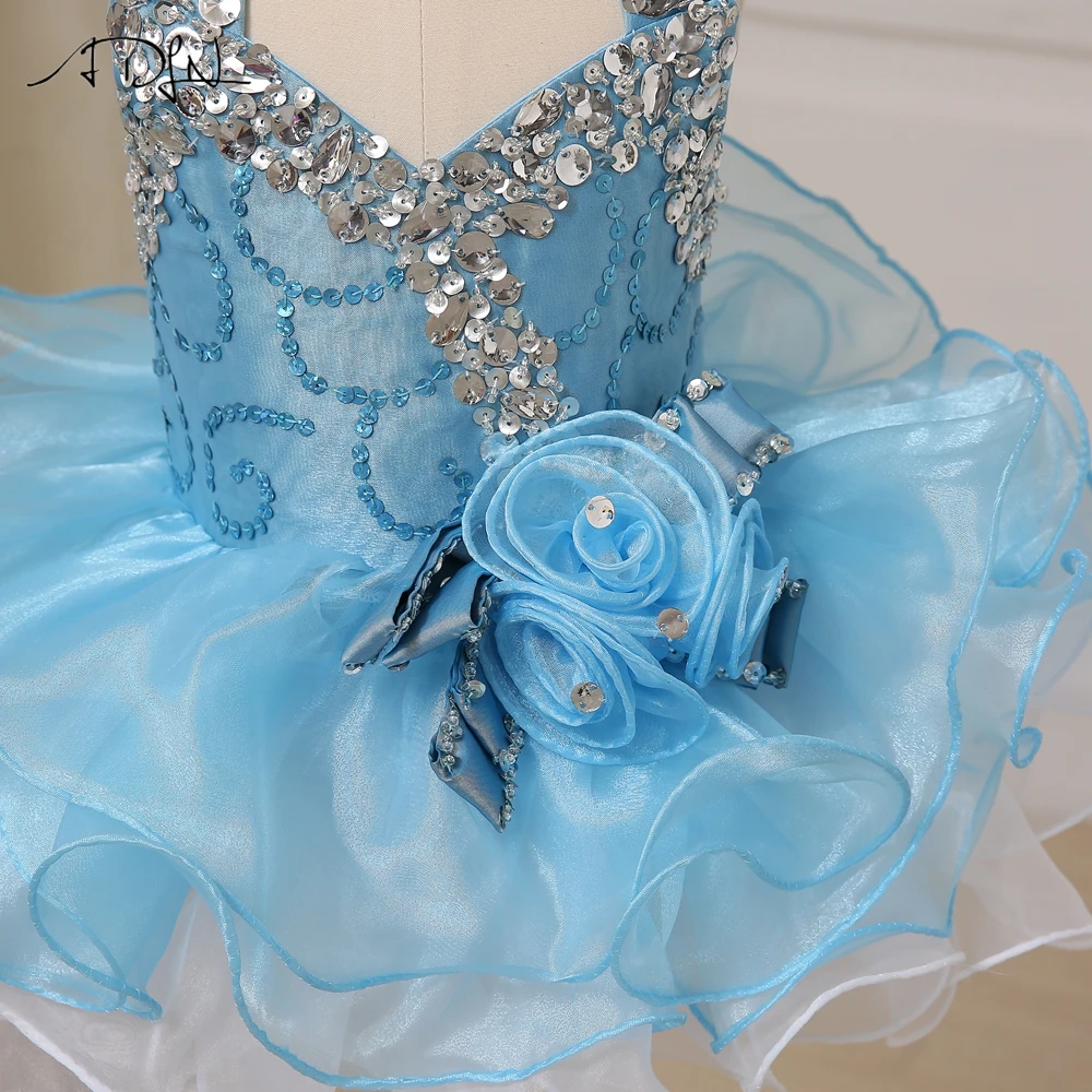 Adln маленьких Платья для вечеринок бисером Камни Кепки рукавами с оборками из