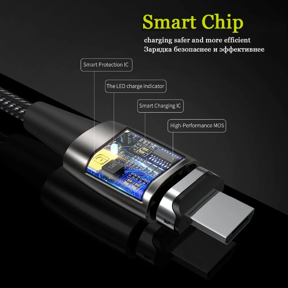 Магнитный кабель WSKEN для iPhone зарядное устройство X1Pro USB Type-C Micro 3A зарядный Samsung C