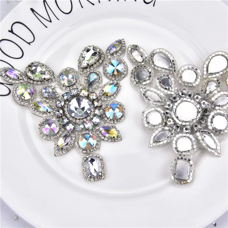 2pcs/Lot mix Crystal Rhinestone Applique Flatback Sew On Claw Rhinestone pearl For Wedding Dress Decoration Belt Shoes Clothing