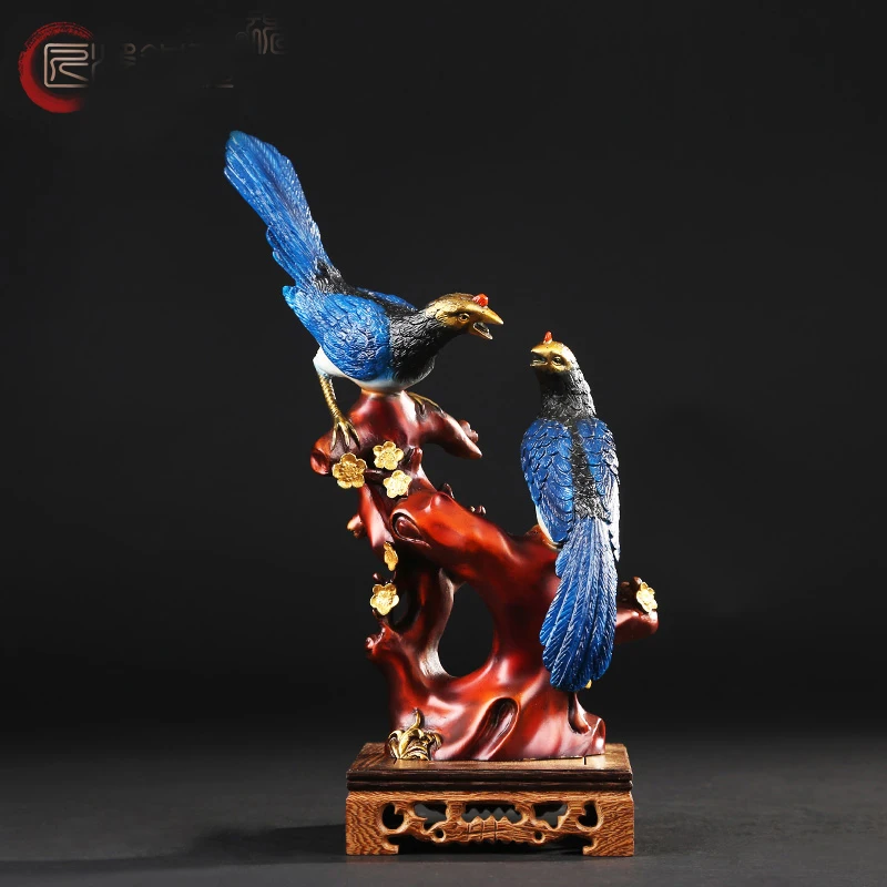 

TOP COOL HOME office company business ART efficacious propitious Mascot Good luck Pied magpie FENG SHUI brass statue