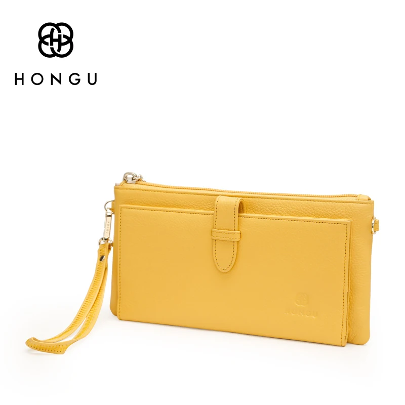 HONGU 100% натуральная коровья кожа сумки для женщин кошелек портмоне наплечный