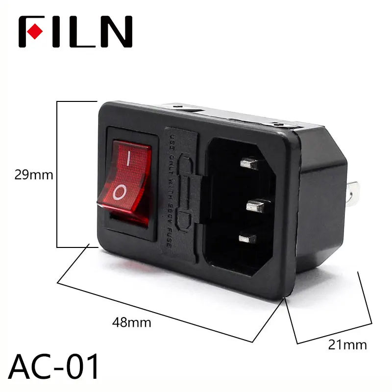 IEC320 C14 электрическое гнездо переменного тока 3 pin Красный светодиодный 250V кулисный переключатель 10A предохранитель женский мужской гнездо входа разъем 2-контактный разъем крепление