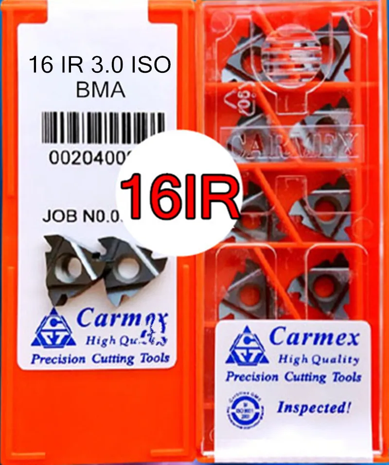 Карбидная вставка Carmex 16IR 3.0ISO BMA 10 шт. обработка: нержавеющая сталь легированная и