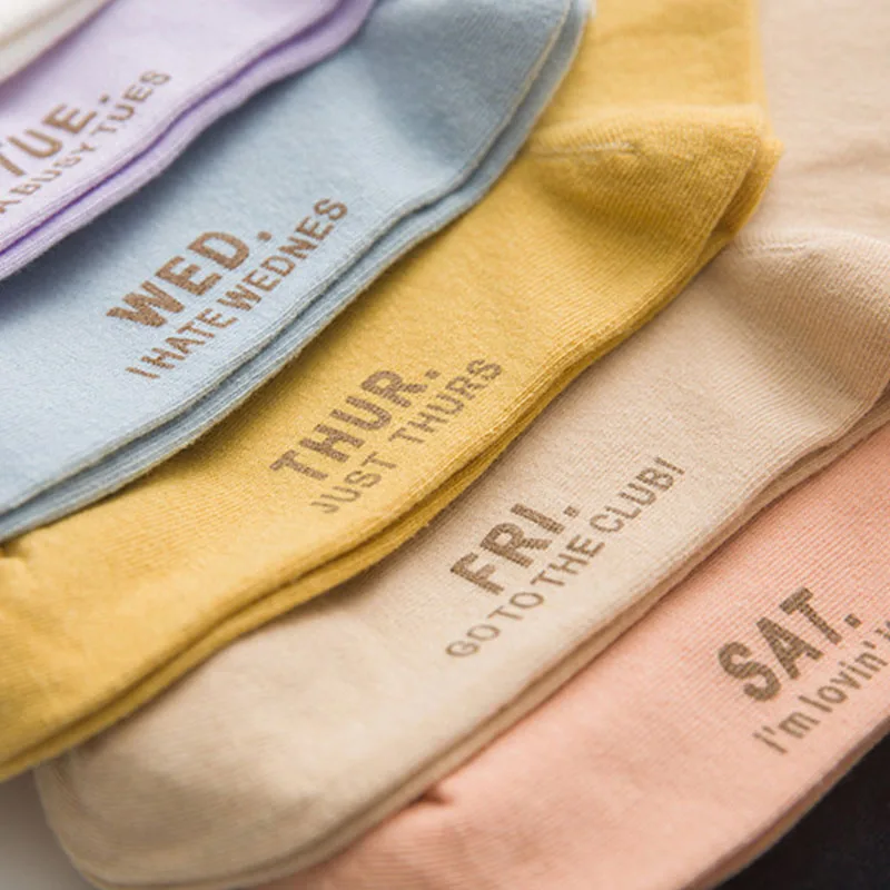 Женские носки горячая штамповка английские буквы 7 дней/неделю модные парные