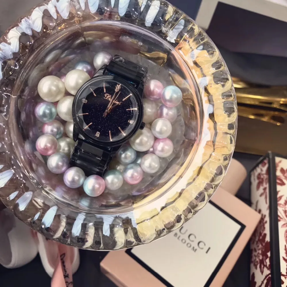 Брендовые Модные женские полностью стальные часы многогранные хрустальные