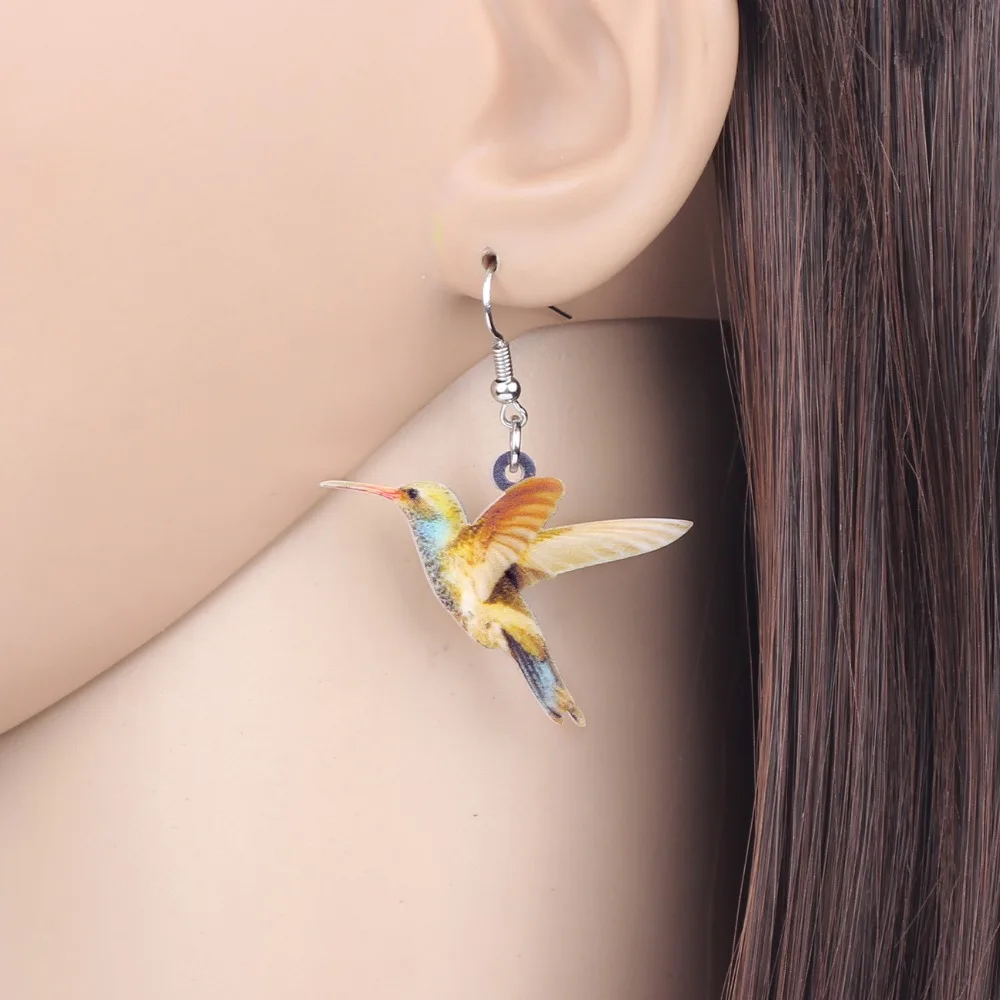 Женские акриловые серьги WEVENI длинные висячие серьги-подвески в форме Колибри