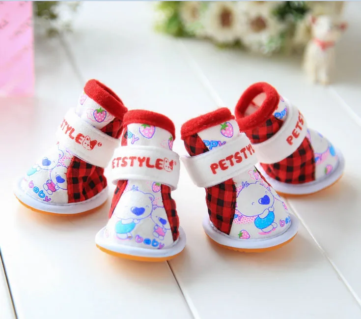 Обувь для домашних животных ботинки в клетку виде медведя обувь Йорка Мальты