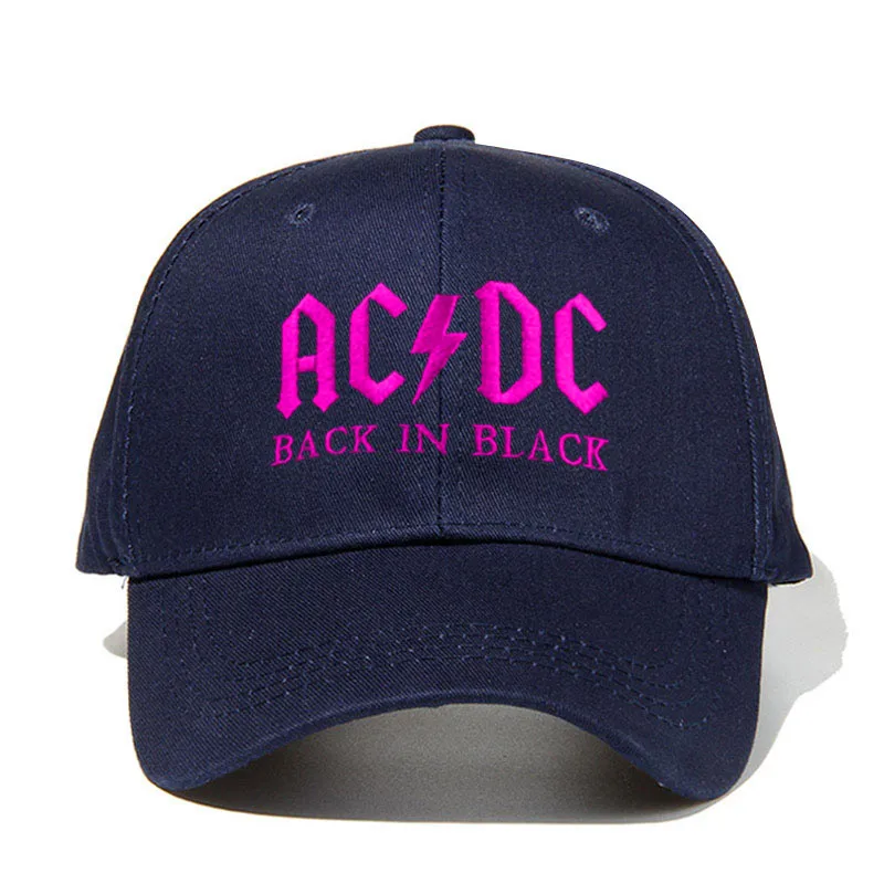 Бейсбольная кепка AC/DC в стиле рок, хип-хоп, Мужская бейсболка с вышитыми буквами, Повседневная Кепка для диджея, рок, папы, Прямая поставка - Цвет: navy rose