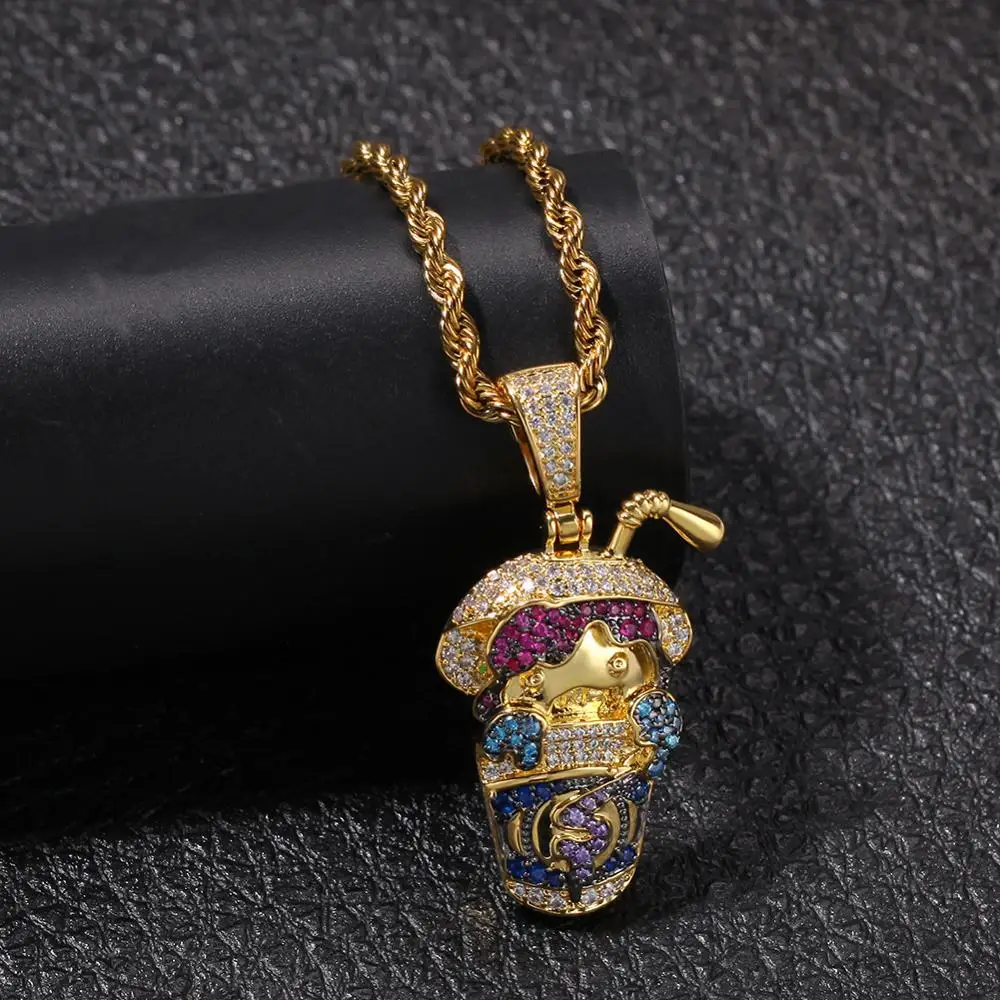 В стиле хип хоп с креплением микро паве мульти Цвет AAA CZ камень Bling из мультфильма