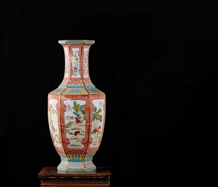 Цзиндэчжэнь керамическая напольная ваза Qianlong год марка эмаль античная ваза Китайская классическая гостиная украшения ремесла