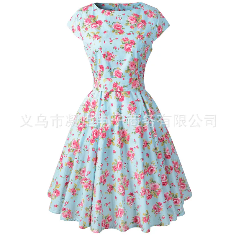 LARCI женские элегантные Винтаж принт Belted Tunic Pinup Лоскутная работа офис