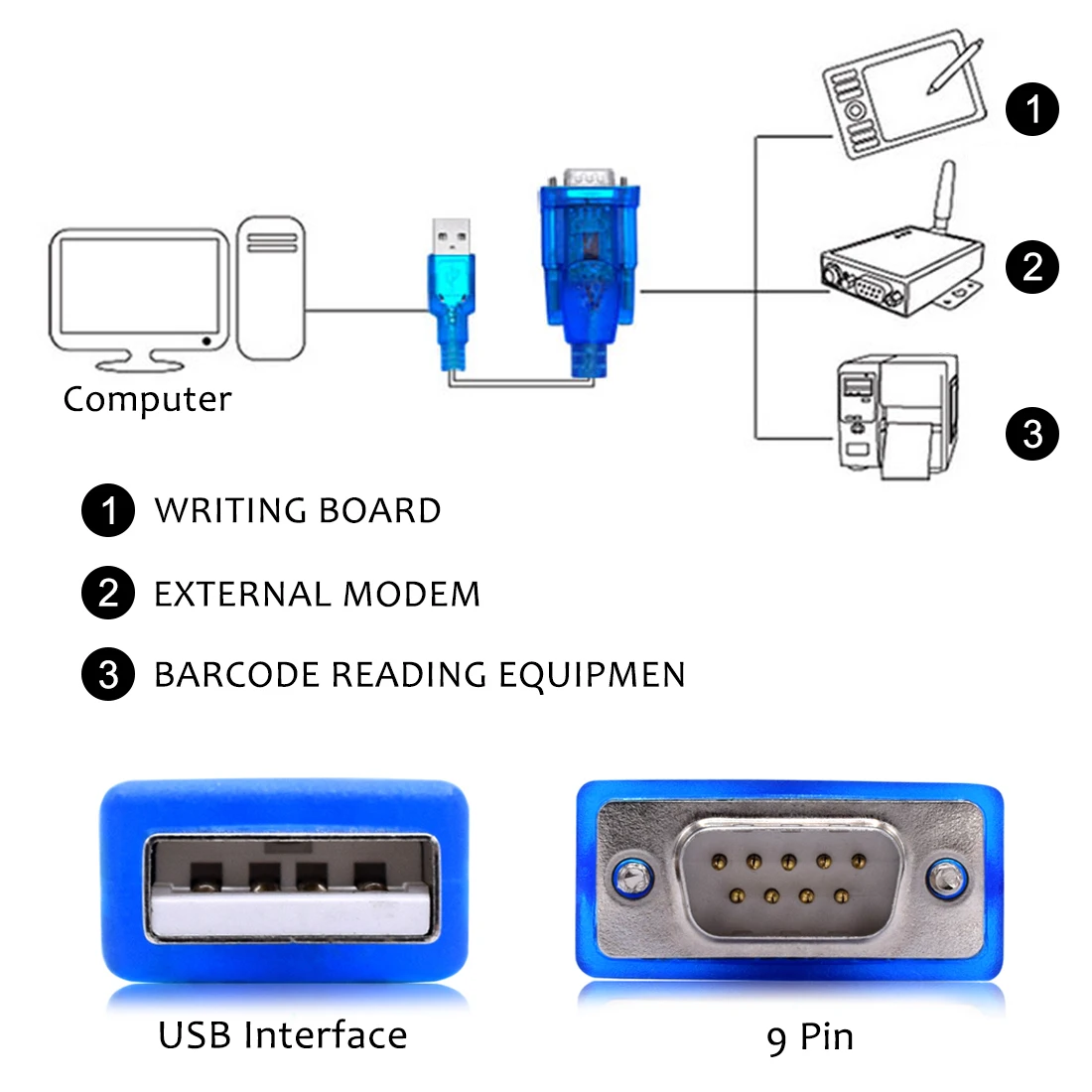 Высококачественный USB к RS232 последовательный порт 9 контактный DB9 Кабель адаптер