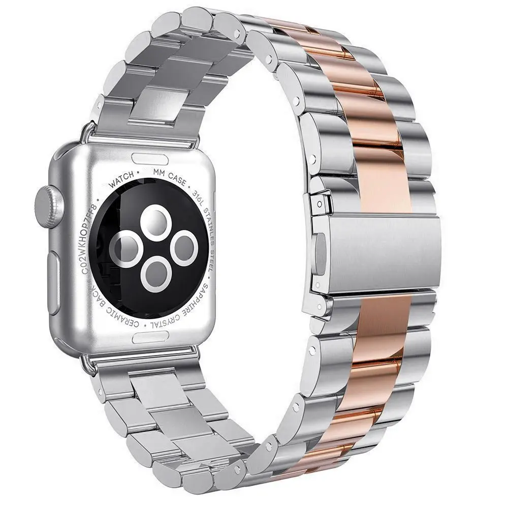 Ремешок для Apple Watch 42/44 мм, браслет из нержавеющей стали черного и золотого цвета, ремешок с пряжкой, адаптер для Apple Watch 5, 4, 3, 2, ремешок для часов 38, 40 мм - Цвет ремешка: Between copper gold