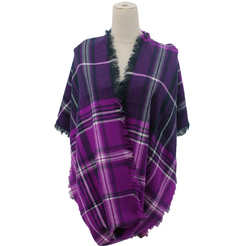 

2019 New Desgin Winter Chunky Infinity Acrylic Scarf Mixed Color Striped Plaid Scarves For Women bufanda invierno mujer blanket