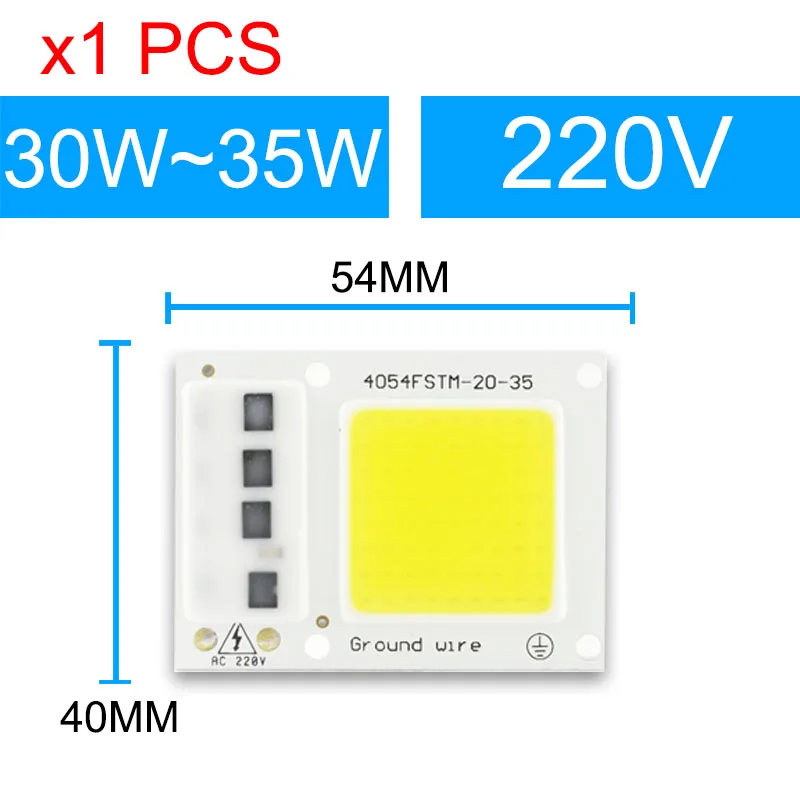 1PCS Chip 30w Интегрированный COB светодиодный чип-лампа GreenEye AC 220 В, 50 Вт, 30 Вт, 20 Вт, 10 Вт, 5 Вт, смарт-Драйвер IC, люменов для DIY прожектора - Испускаемый цвет: 1PCS Chip 30w