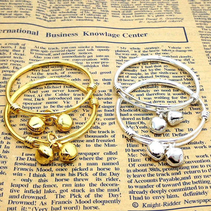 2PCS baby bell adjustable bracelet bracelet plated silver plated gold Kid Baby Boy Girls Bracelet jewelry Birthday Gift