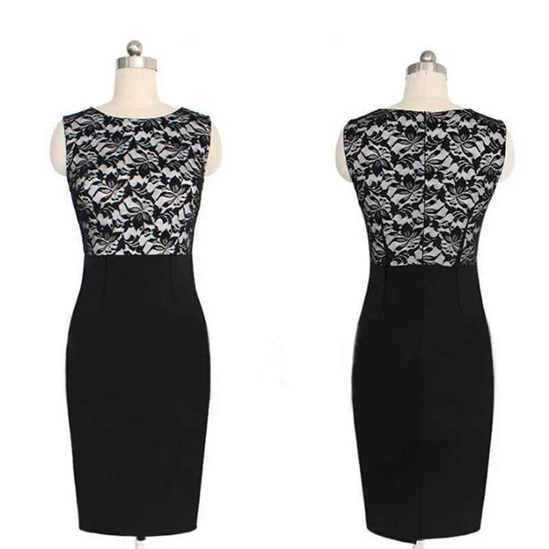 Женское модное кружевное платье-карандаш в стиле пэчворк деловое облегающее без