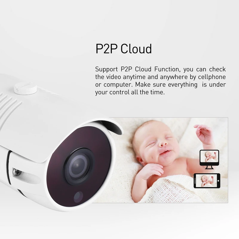 H.265 HD Водонепроницаемая 3MP наружная IP камера 1296P / 1080P 6 array светодиодная