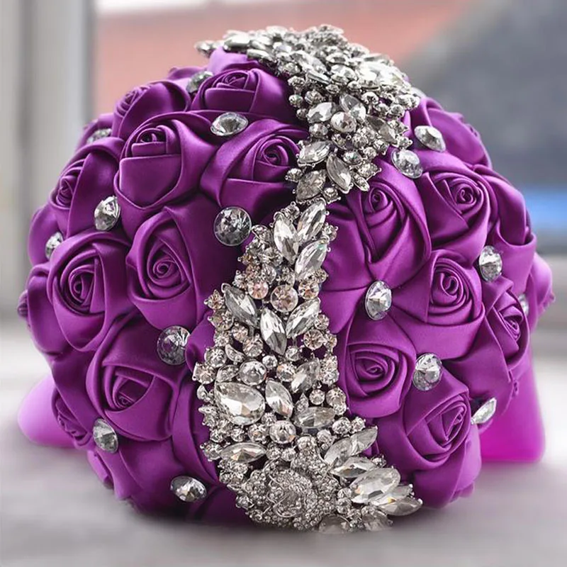 Wedding Flowers Bridal Bouquets Red Artificial Rose Luxury Diamond Crystal Bouquet Bling Brides Ramo De Novia | Свадьбы и торжества
