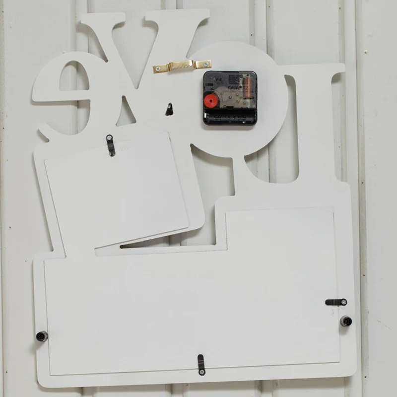 Современные деревянные часы с фоторамкой и 3 фоторамками для гостиной