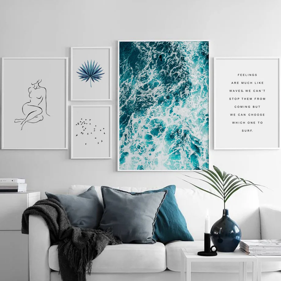 

Sea Bird Leaves Line Body Art Print Quote Nordic Posters And Prints Wall Art Canvas Painting Wall Pictures For Living Room Decor