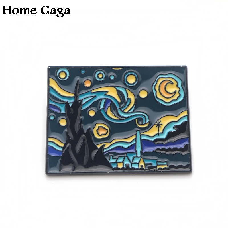 Homegaga Ван Гог живопись подсолнухи звездное небо цинк булавки для галстука броши для рюкзака, одежды для мужчин женщин шляпы значки медали D1616