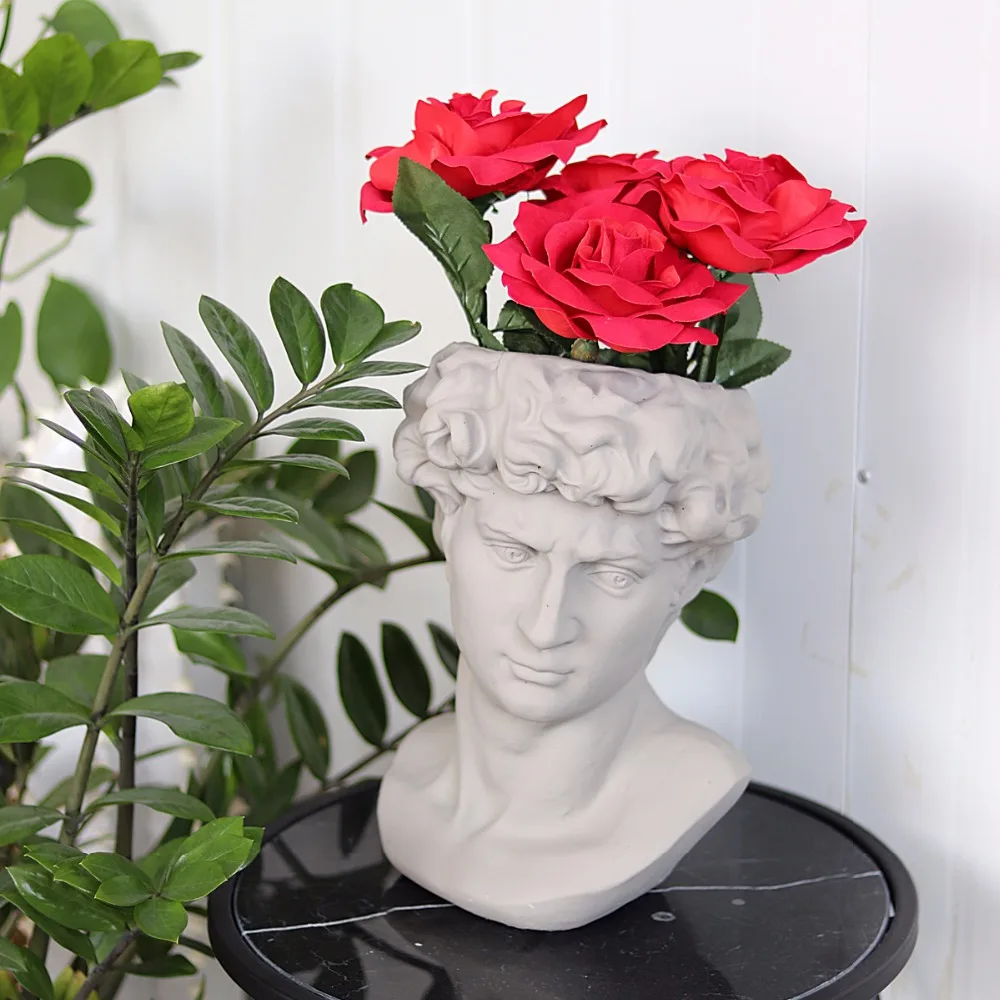 Pastoral Creative David Portrait Cement Greek Goddess Flower Pot Statue Arrangement Vintage Vase Home Decoration Crafts|Вазы| |