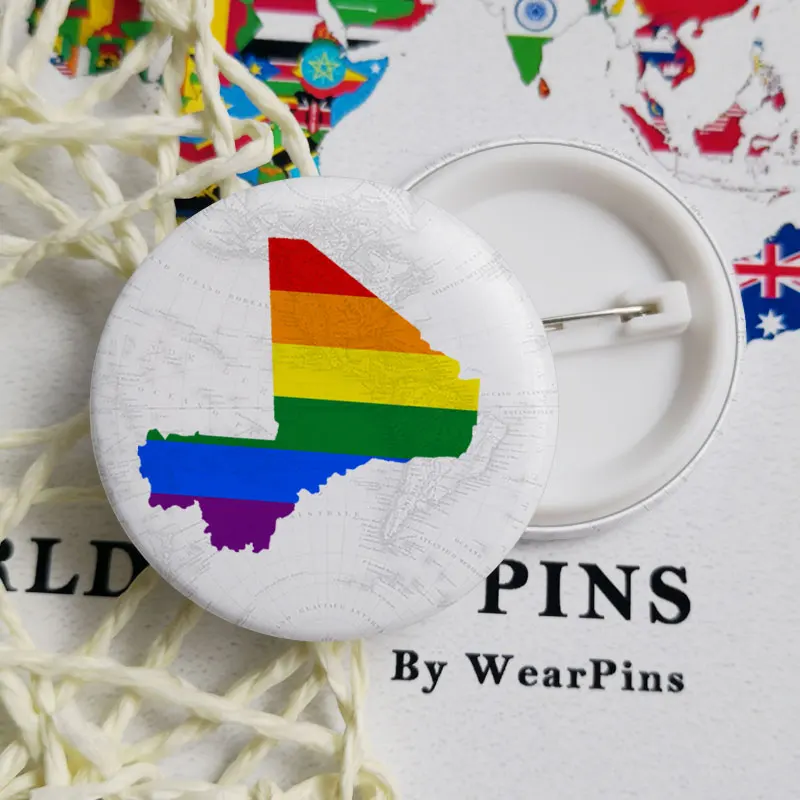 Mali флаг карта Олово Кнопки булавки ЛГБТ гей радуга фестиваль Прайд оловянные