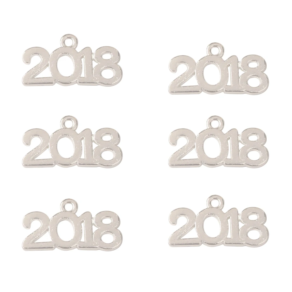 40 упаковок Мини Сплав &quot2018&quot буквы подвески для DIY ожерелье кулон ювелирные