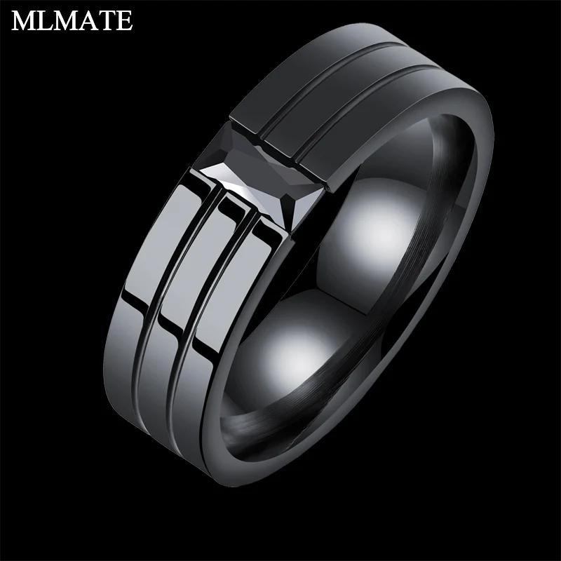 

316L Stainless Steel Black CZ Wedding Rings for Men Women Drop Shipping