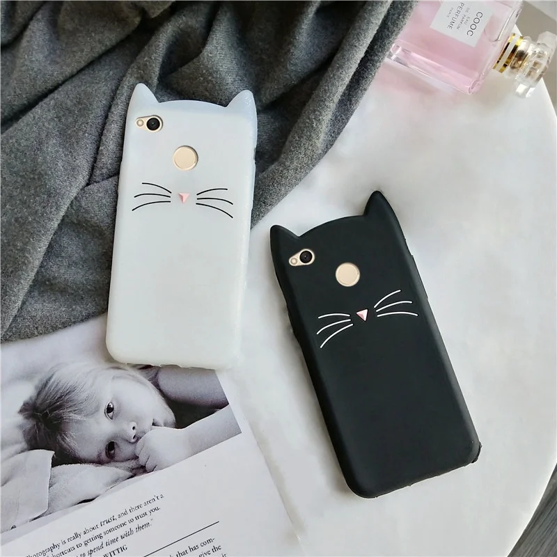 Soinmy 4 x чехол 3D Милые чехлы с ушами бороды и кошек для xiaomi redmi 4x чехол силиконовый мягкий ТПУ блестящий чехол с кошечкой для задней панели redmi4x coque