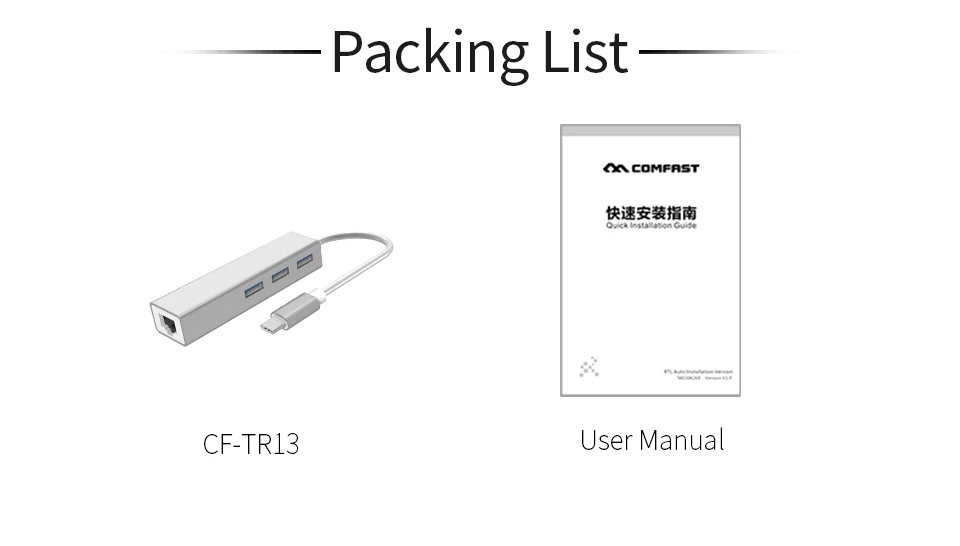 Comfast USB 3,1 Тип C до 3-Порты и разъёмы USB 3,0 концентратор с RJ45 10/100/1000 Gigabit Ethernet сетевой адаптер проводной преобразователь кабель