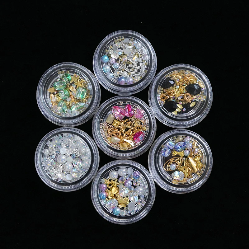 Zziell 1 Box AB Nail Art Rhinestones Glitter Mixed Pearl Caviar Micro Beads Crystal 3D Jewelry Gem Charms Decoration | Красота и