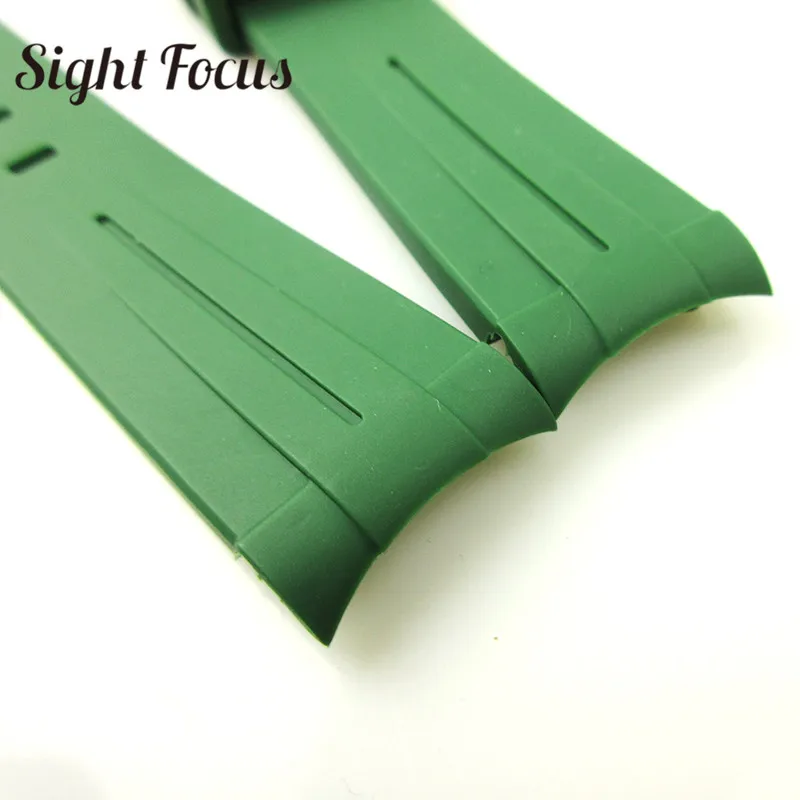 Ремешок резиновый с изогнутым концом для часов браслет Rolex Green Water Ghost Explorer yachmaster