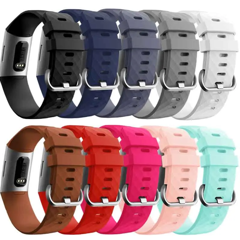 Силиконовый ремешок для Fitbit Charge 3 Band наручные Смарт фитнес Браслет спортивные