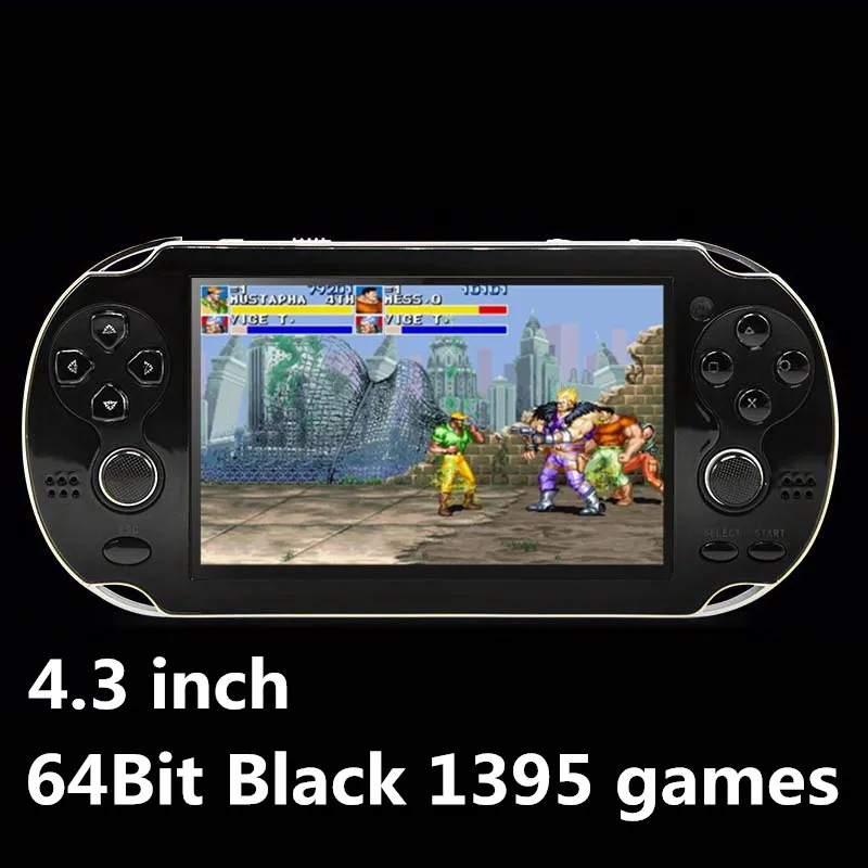 64BitBlack 1395 game Новинка 4,3 дюймов 40 ГБ 64 бит портативная игровая консоль, встроенная в 6000 игр для CPS/NEOGEO/GBA/GBC/GB/SNES/NES/SEGA, игровая консоль MP5 - Цвет: 64BitBlack 1395 game