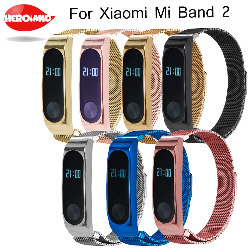 Миланский металлический ремешок для Xiaomi Mi Band 2 ремешки Безвинтовой браслет из