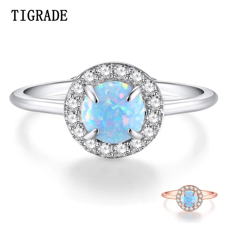 

TIGRADE Dazzling Fire Opal Ring for Women 925 Sterling Silver women Resizable Rings Opals Wedding Engagement Jewelry Female