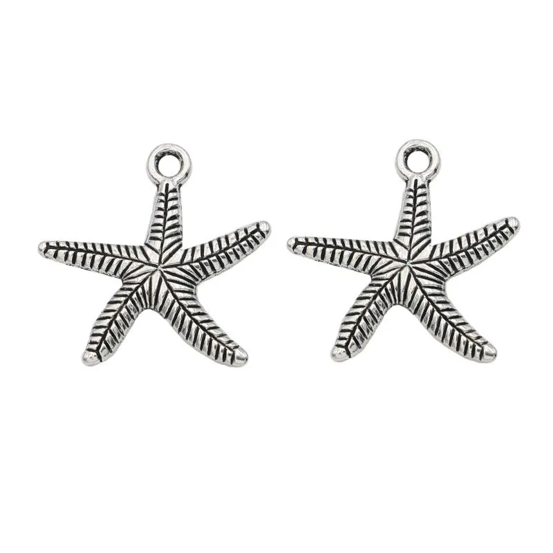 

Tibetan Silver Plated Starfish Charms Pendants for Jewelry Making DIY Handmade Craft 25x25mm