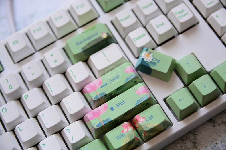Вишневый профиль краситель Sub Keycap набор толстый PBT пластик Лотос бассейн зеленый белый синий colorway для gh60 xd64 xd84 xd96 tada68 87 104